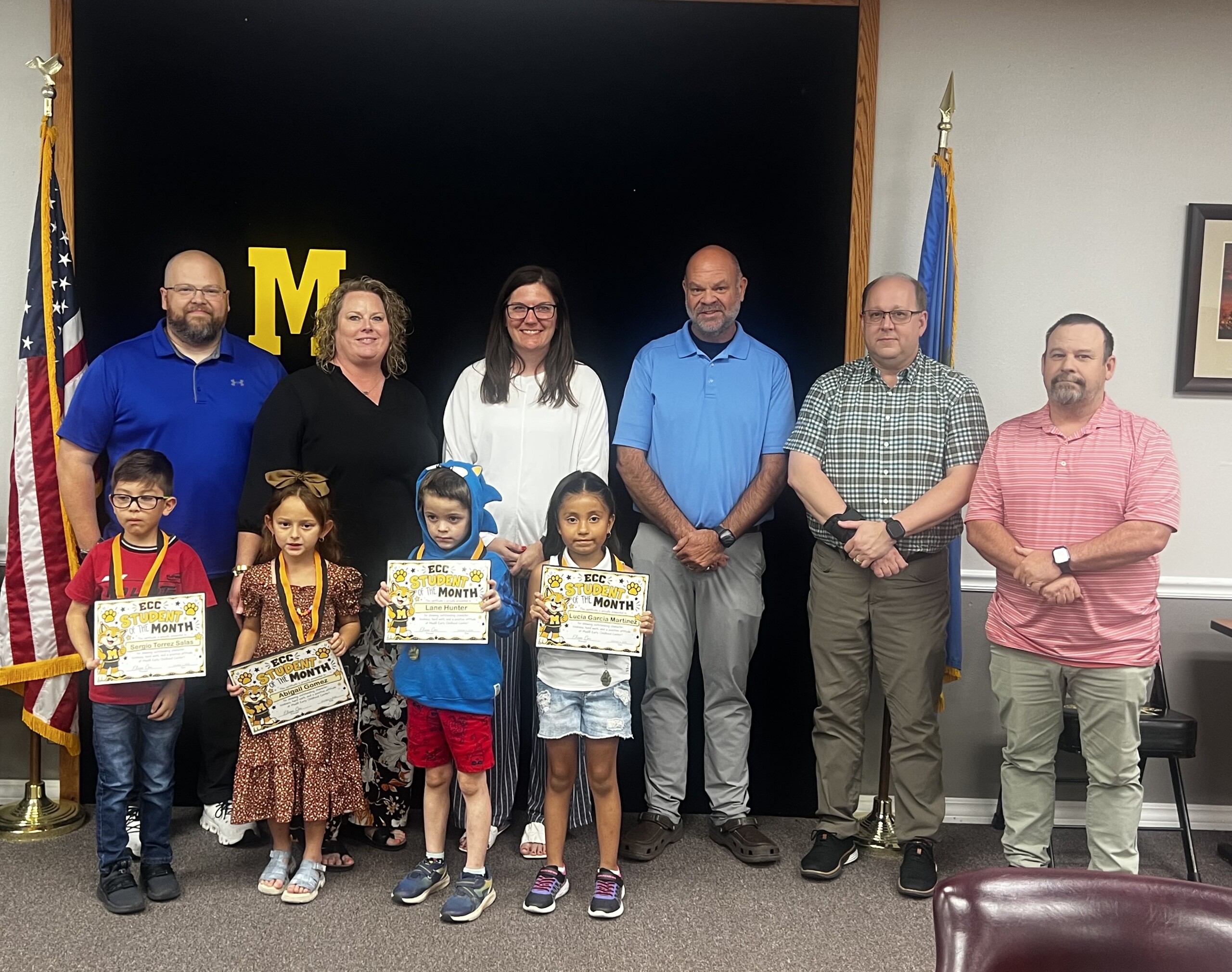 Early Childhood Student of the Month with Board Members